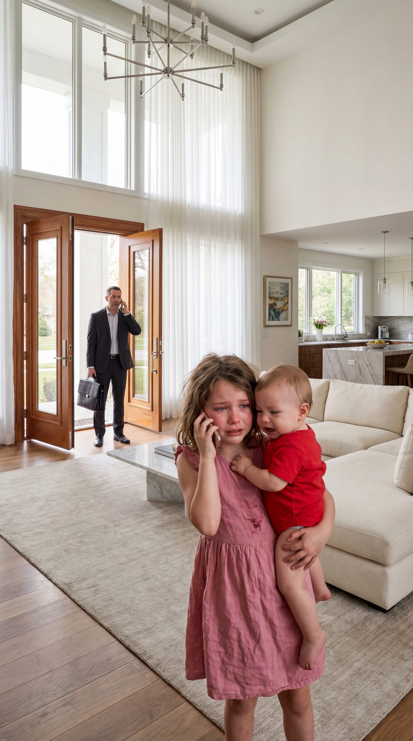 A Successful Father Trusted His Second Wife and Believed His Children Were Safe While He Was Away — Until He Returned One Rainy Night and Saw His Daughter Holding Her Baby Brother in Fear, Whispering Words That Revealed the Truth